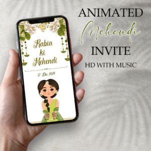 Cute Lively Illustrated Animated MP4 Mehndi / Dholki Invitation