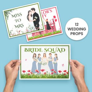 12 Colorful Bride Squad Props Printable | Instant Download Fun Wedding Props