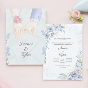 Elegant Wedding Reception Invitation | Soft Color Holding Hands Design | Printable Custom Reception Invite | Romantic Reception Card