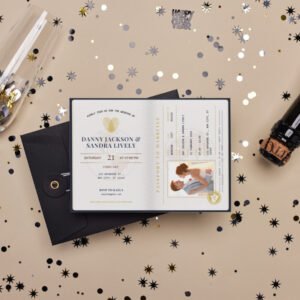 Passport-Themed Printable Invitation | Custom Travel Card | Foldable Save the Date Card