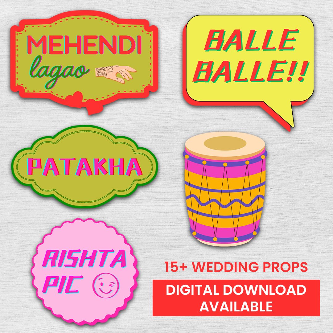 15 Desi Wedding Props | Fun Personalized Wedding Decoration printable