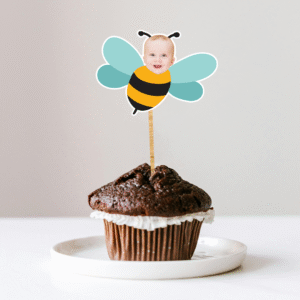 Custom Birthday Baby Bee Cupcake Toppers (Set of 12)