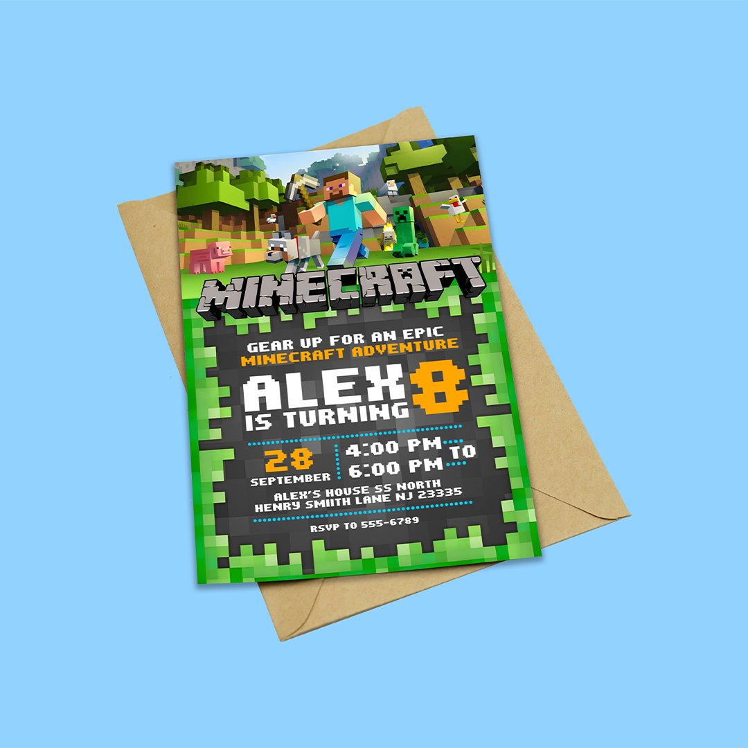 Personalized Minecraft Birthday Invitation | Custom Digital Download - Image 5