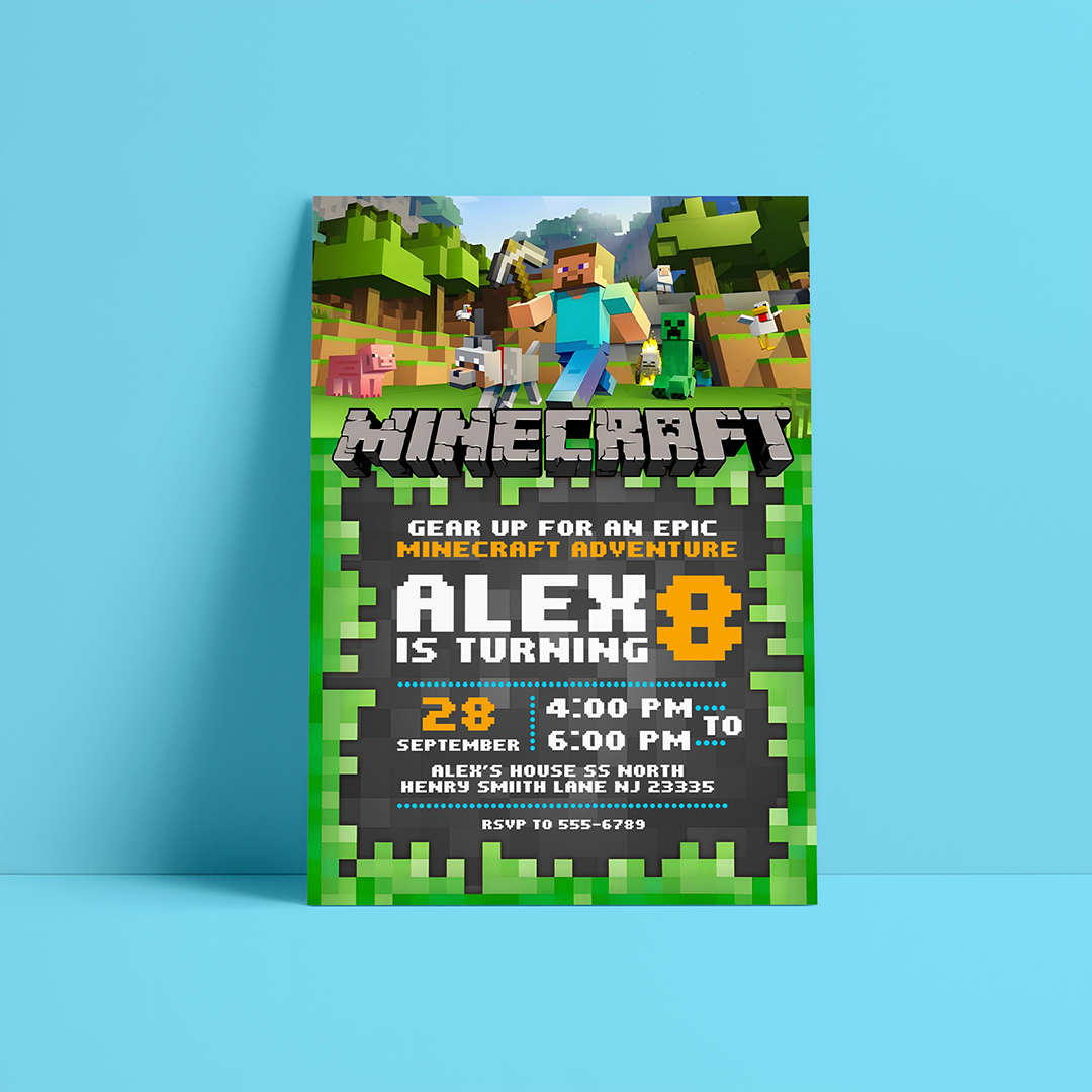 Personalized Minecraft Birthday Invitation | Custom Digital Download - Image 3