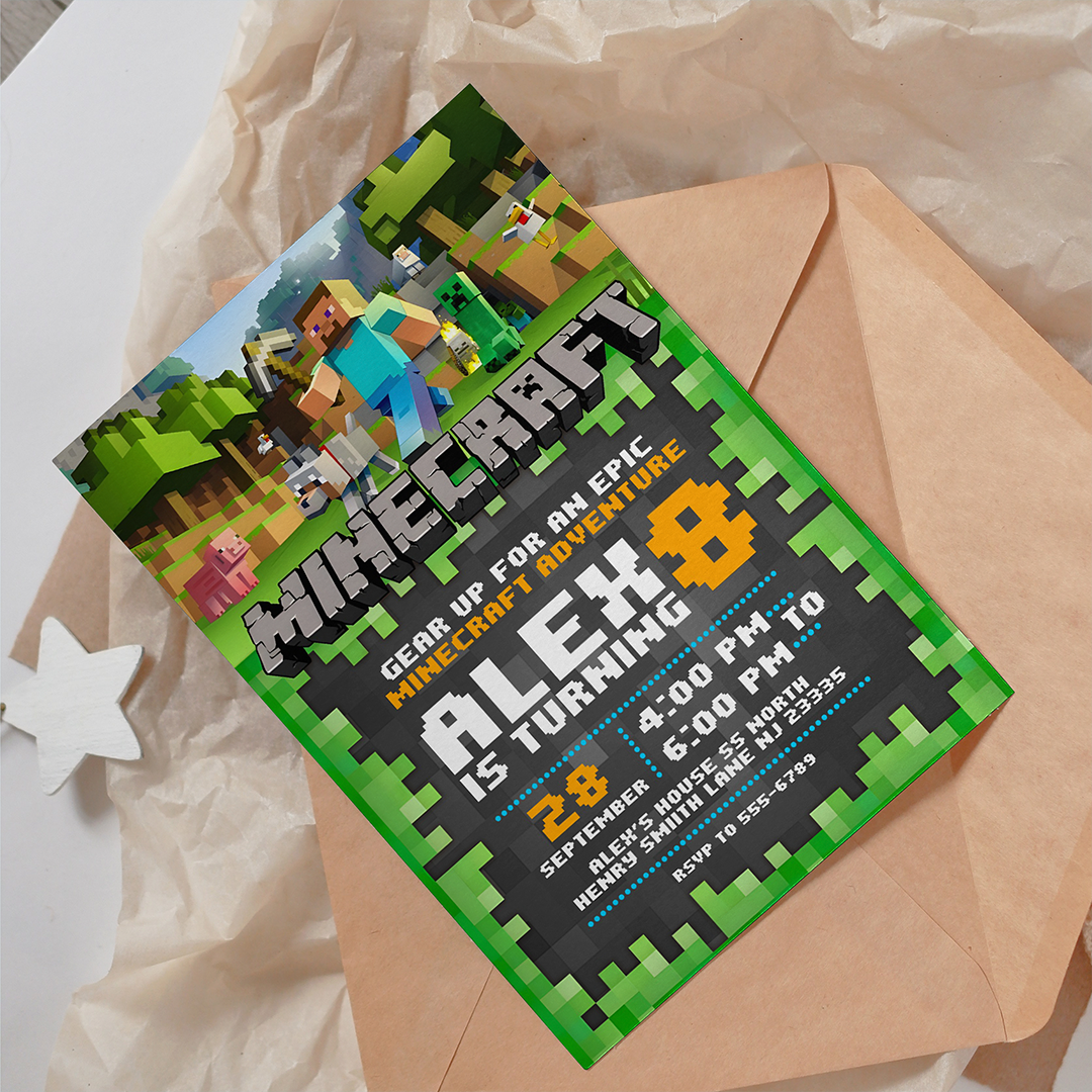 Personalized Minecraft Birthday Invitation | Custom Digital Download - Image 2